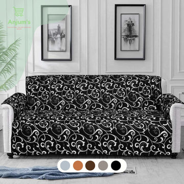 COTTON PRINTED SOFA RUNNER - SOFA COAT (Black Printed)