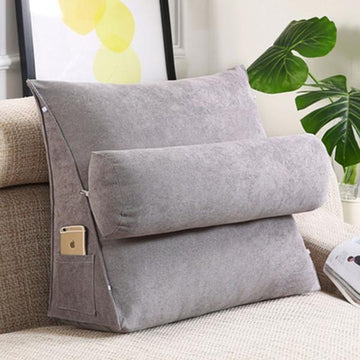 Velvet Triangular Cushions With Ball Fiber Filling (2 Pieces) - Grey