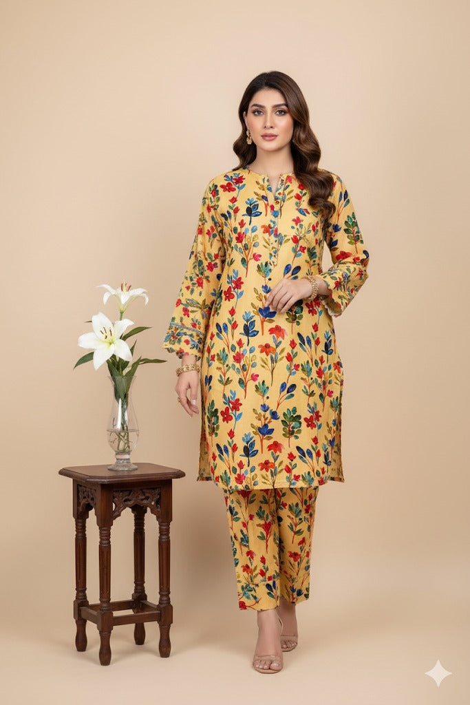 2pc Polo Cotton Unsititched suit -387