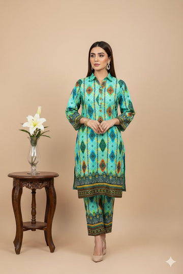2pc Polo Cotton Unsititched suit -383