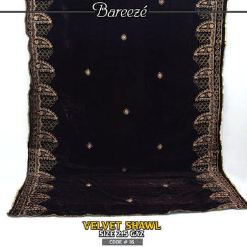 Embroidered Velvet Shwal-S-10