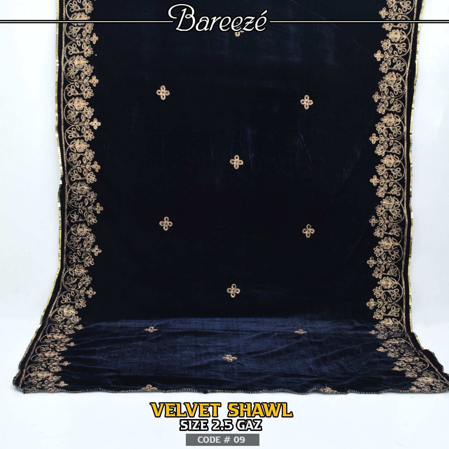 Embroidered Velvet Shwal-S-05
