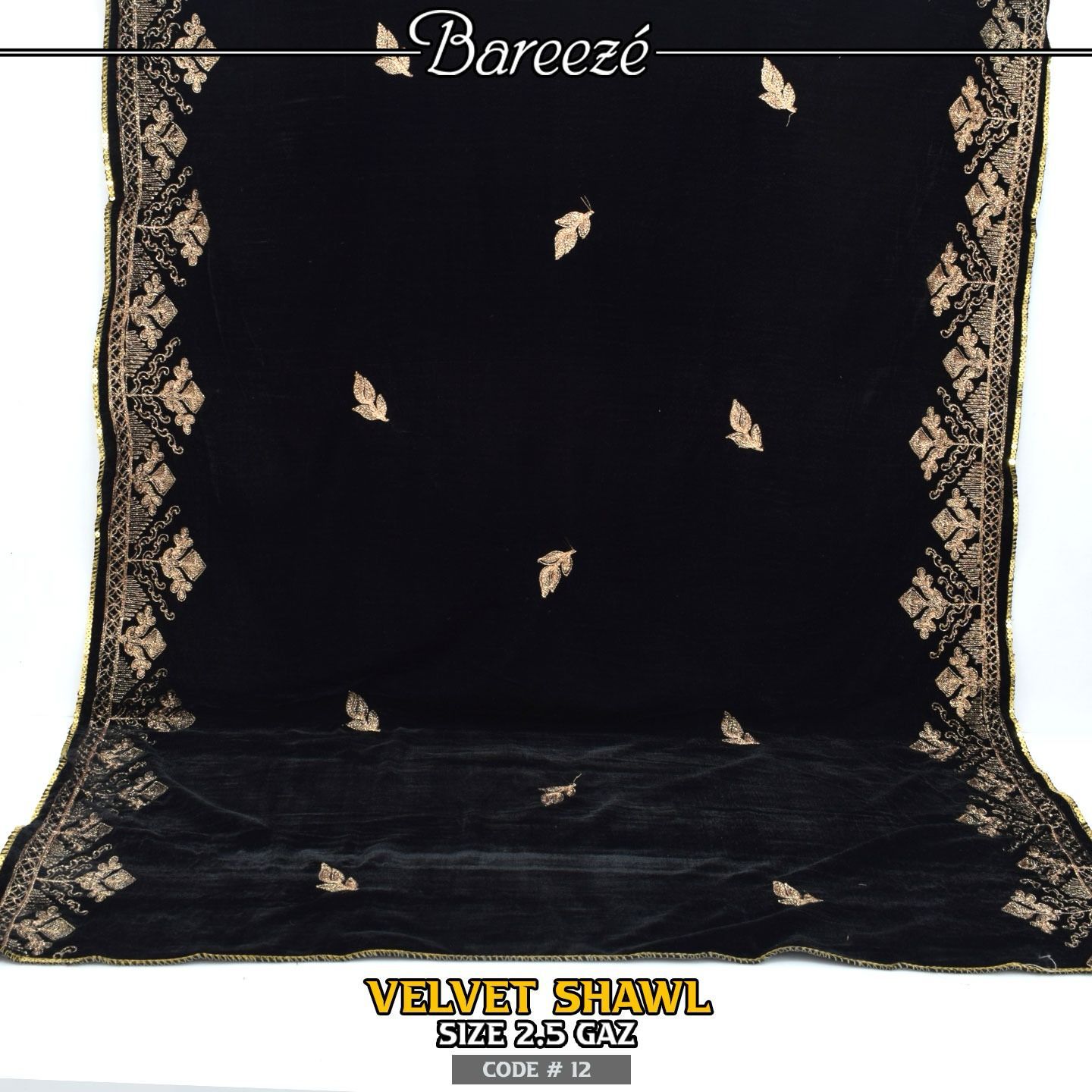 Embroidered Velvet Shwal-S-03