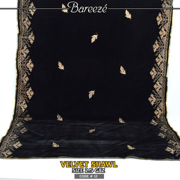 Embroidered Velvet Shwal-S-03