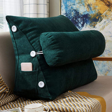 Velvet Triangular Cushions With Ball Fiber Filling (2 Pieces) - Green